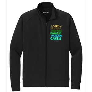 Happy Earth Day Gift Save Rescue Recycle Plant Clean Care Gift Stretch Full-Zip Cadet Jacket