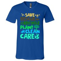 Happy Earth Day Gift Save Rescue Recycle Plant Clean Care Gift V-Neck T-Shirt