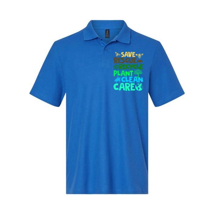 Happy Earth Day Gift Save Rescue Recycle Plant Clean Care Gift Softstyle Adult Sport Polo