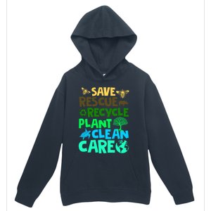 Happy Earth Day Gift Save Rescue Recycle Plant Clean Care Gift Urban Pullover Hoodie