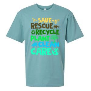 Happy Earth Day Gift Save Rescue Recycle Plant Clean Care Gift Sueded Cloud Jersey T-Shirt