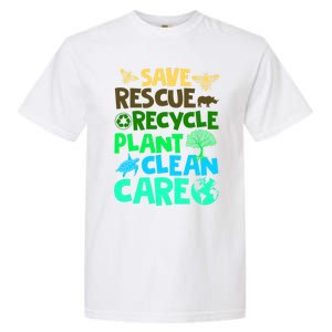 Happy Earth Day Gift Save Rescue Recycle Plant Clean Care Gift Garment-Dyed Heavyweight T-Shirt