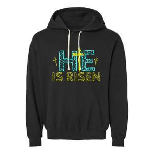 Happy Easter Day He is Risen Christian Easter Garment-Dyed Fleece Hoodie