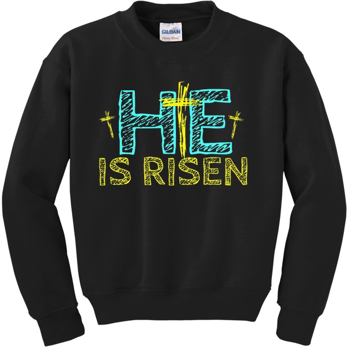 Happy Easter Day He is Risen Christian Easter Kids Sweatshirt