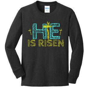 Happy Easter Day He is Risen Christian Easter Kids Long Sleeve Shirt