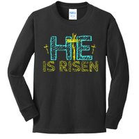 Happy Easter Day He is Risen Christian Easter Kids Long Sleeve Shirt