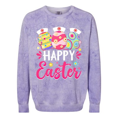 Happy Easter Day Nursing Cute Bunny Egg Nurse Stethoscope Gift Colorblast Crewneck Sweatshirt