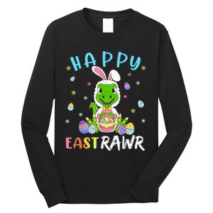 Happy Eastrawr Dinosaur T Rex Cute Easter Bunny Egg Long Sleeve Shirt