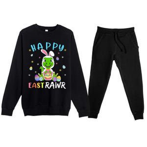 Happy Eastrawr Dinosaur T Rex Cute Easter Bunny Egg Premium Crewneck Sweatsuit Set