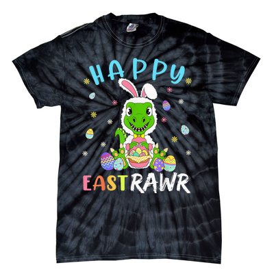 Happy Eastrawr Dinosaur T Rex Cute Easter Bunny Egg Tie-Dye T-Shirt