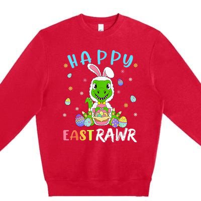 Happy Eastrawr Dinosaur T Rex Cute Easter Bunny Egg Premium Crewneck Sweatshirt