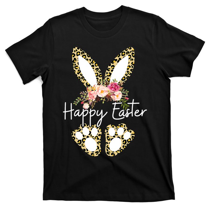 Happy Easter Day Leopard Plaid Rabbit T-Shirt