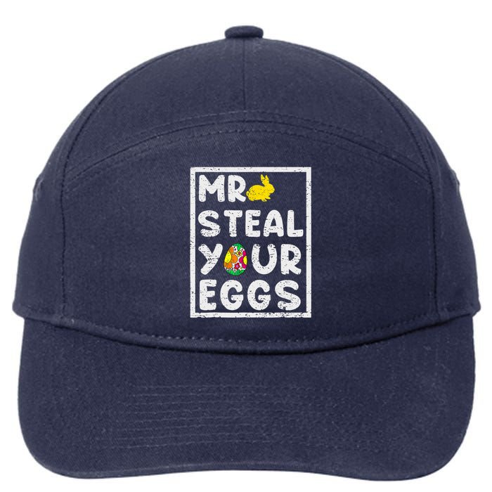 Happy Easter Day Mr Steal Your Eggs Funny Spring Rabbit 7-Panel Snapback Hat