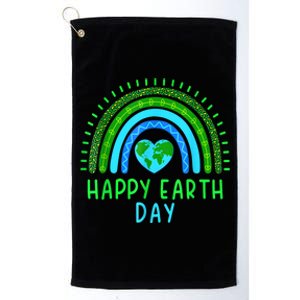 Happy Earth Day 2024 Cute Rainbow Earth Lover Platinum Collection Golf Towel