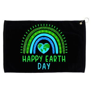 Happy Earth Day 2024 Cute Rainbow Earth Lover Grommeted Golf Towel