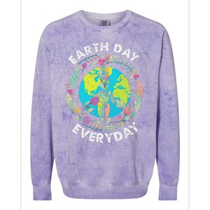 Happy Earth Day Every Day Peace Symbol Colorblast Crewneck Sweatshirt