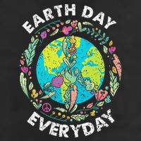 Happy Earth Day Every Day Peace Symbol 7 Panel Mesh Trucker Snapback Hat