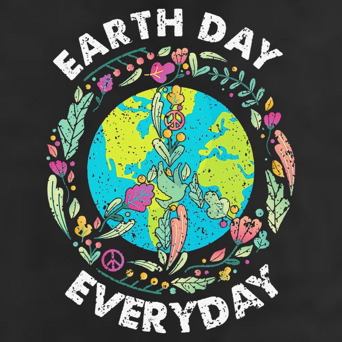 Happy Earth Day Every Day Peace Symbol 7 Panel Mesh Trucker Snapback Hat