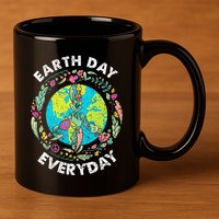 Happy Earth Day Every Day Peace Symbol 11oz C Handle Ceramic Mug