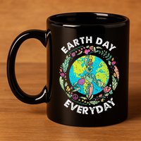 Happy Earth Day Every Day Peace Symbol 11oz C Handle Ceramic Mug