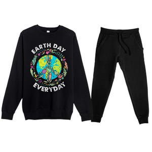 Happy Earth Day Every Day Peace Symbol Premium Crewneck Sweatsuit Set