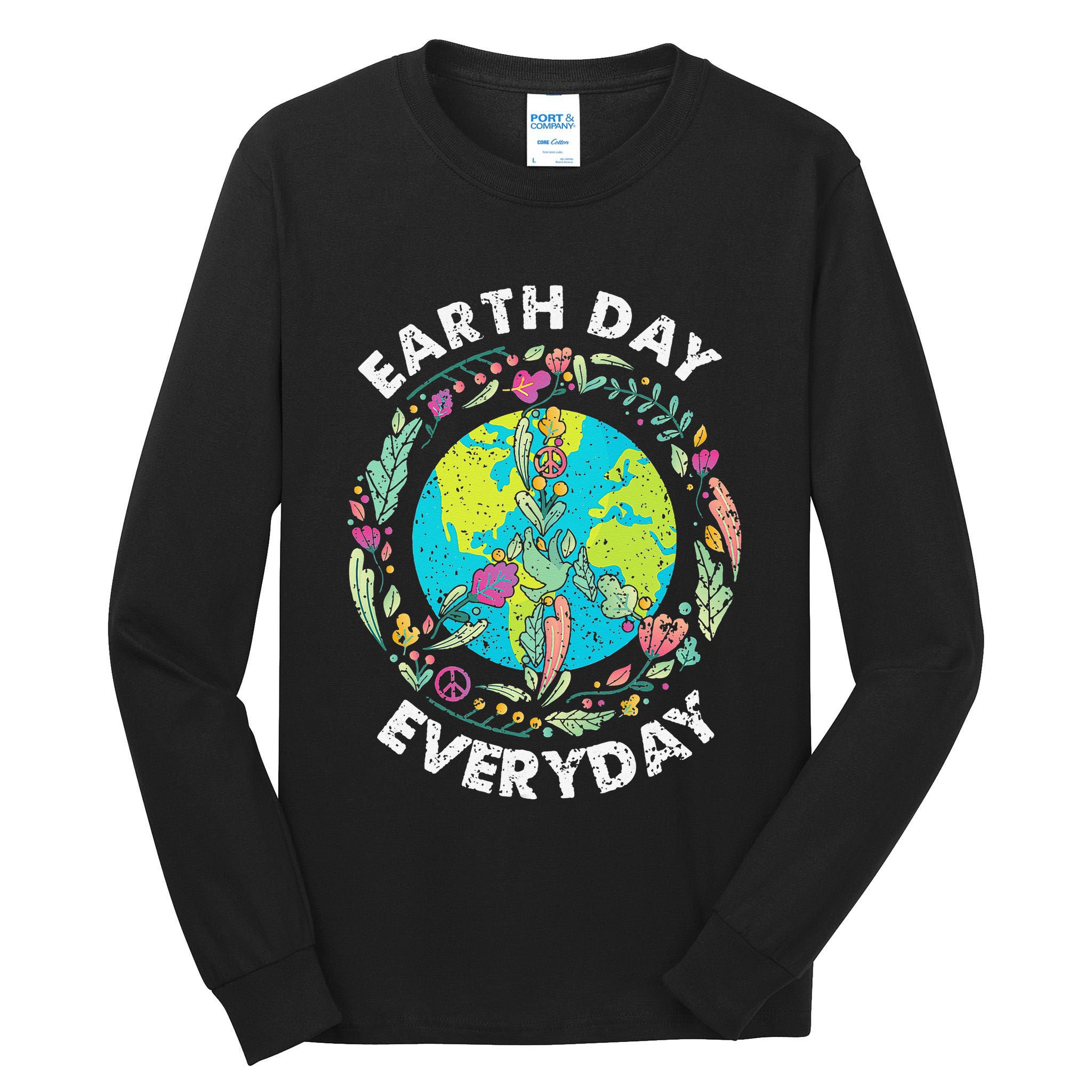 Happy Earth Day Every Day Peace Symbol Tall Long Sleeve T-Shirt
