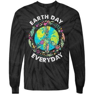 Happy Earth Day Every Day Peace Symbol Tie-Dye Long Sleeve Shirt