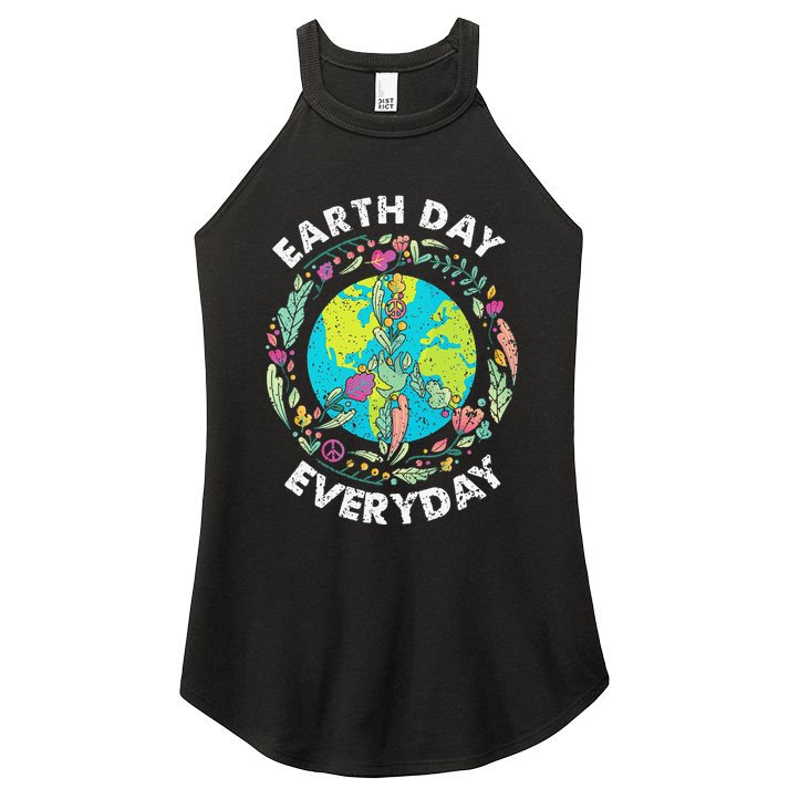 Happy Earth Day Every Day Peace Symbol Women's Perfect Tri Rocker Tank