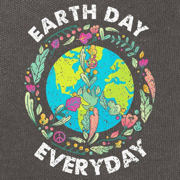 Happy Earth Day Every Day Peace Symbol Cotton Canvas Backpack