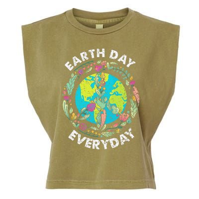 Happy Earth Day Every Day Peace Symbol Garment-Dyed Women's Muscle Tee