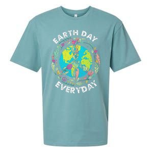 Happy Earth Day Every Day Peace Symbol Sueded Cloud Jersey T-Shirt