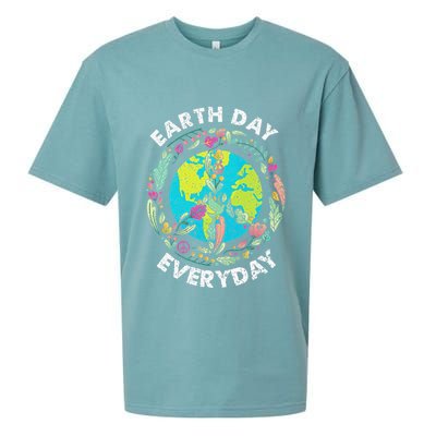 Happy Earth Day Every Day Peace Symbol Sueded Cloud Jersey T-Shirt
