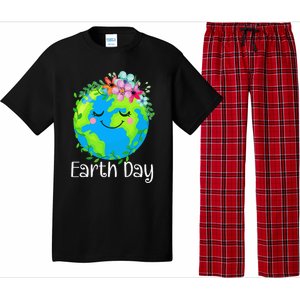 Happy Earth Day Cute Earth With Floral Pajama Set