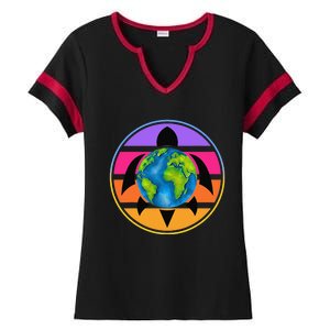 Happy Earth Day Save The Planet Give New Life To Sea Turtles Ladies Halftime Notch Neck Tee