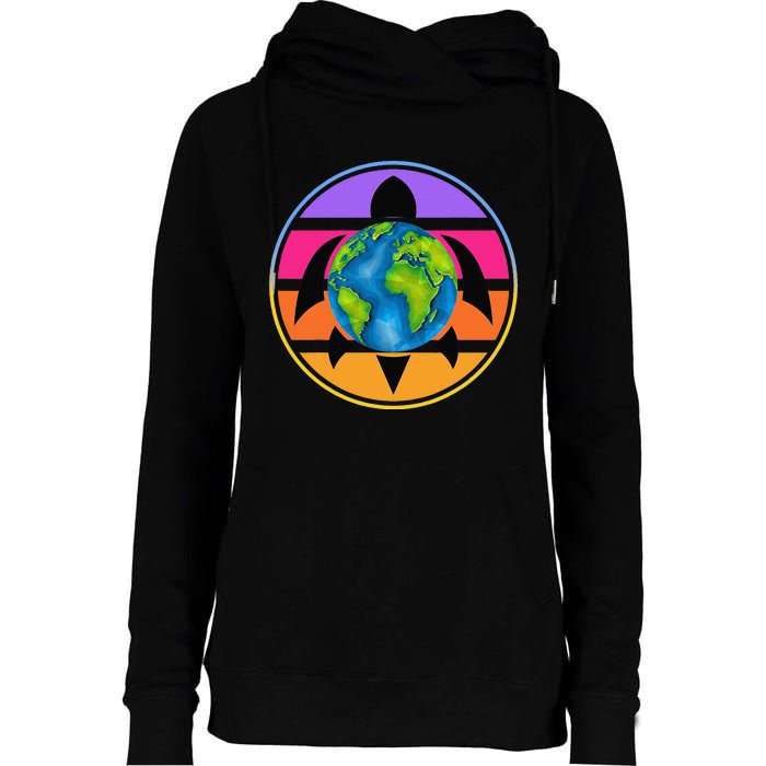 Happy Earth Day Save The Planet Give New Life To Sea Turtles Womens Funnel Neck Pullover Hood