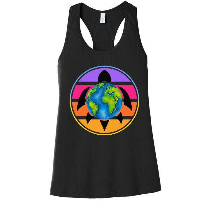 Happy Earth Day Save The Planet Give New Life To Sea Turtles Women's Racerback Tank