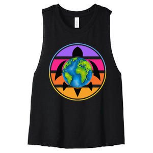 Happy Earth Day Save The Planet Give New Life To Sea Turtles Women's Racerback Cropped Tank