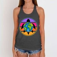 Happy Earth Day Save The Planet Give New Life To Sea Turtles Women's Knotted Racerback Tank