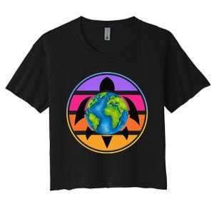 Happy Earth Day Save The Planet Give New Life To Sea Turtles Women's Crop Top Tee