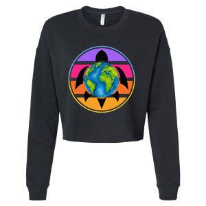 Happy Earth Day Save The Planet Give New Life To Sea Turtles Cropped Pullover Crew