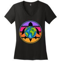 Happy Earth Day Save The Planet Give New Life To Sea Turtles Women's V-Neck T-Shirt