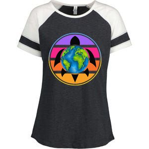 Happy Earth Day Save The Planet Give New Life To Sea Turtles Enza Ladies Jersey Colorblock Tee