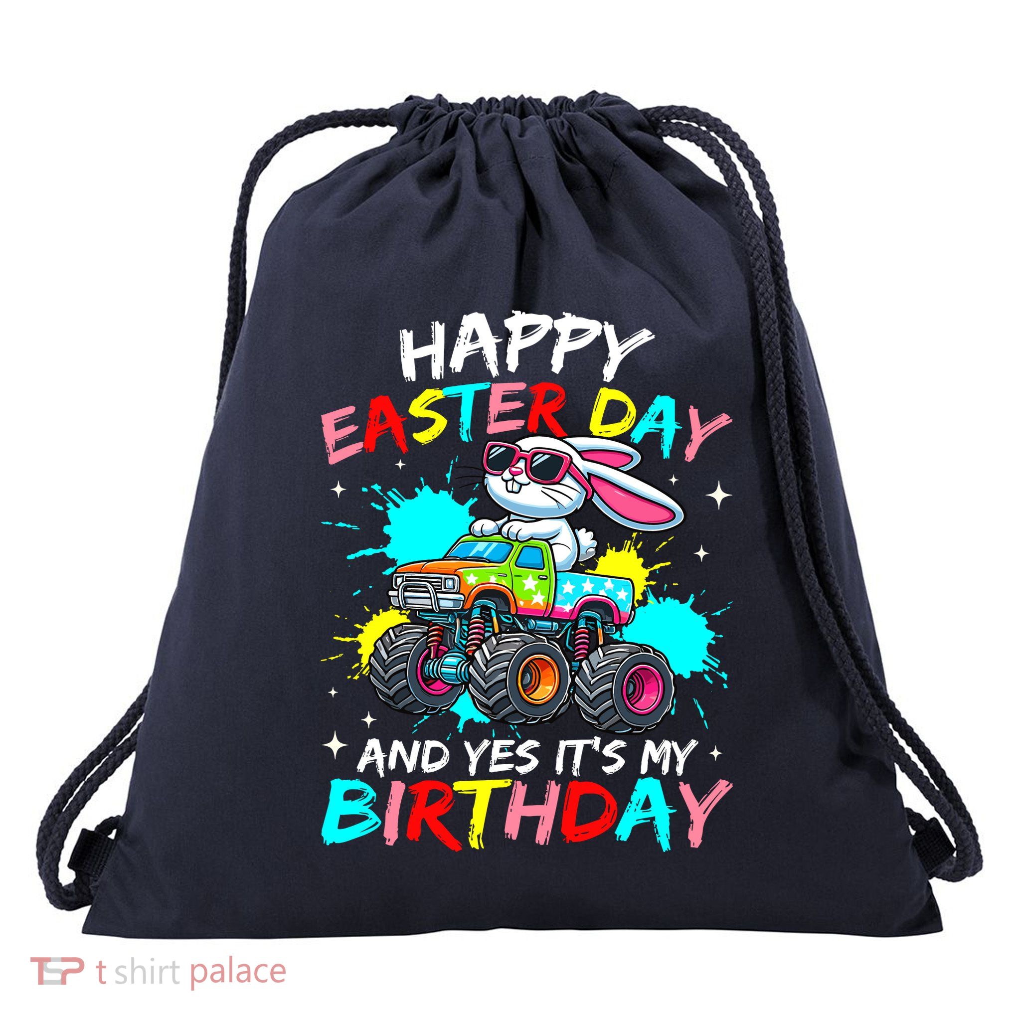 Happy Easter Day And Yes ItS My Birthday Truck Bunny Boy Drawstring Bag