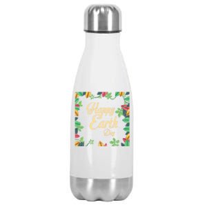 Happy Earth Day Awareness Love Nature Save The Planet Gift Stainless Steel Insulated Water Bottle