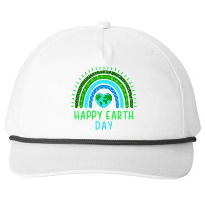 Happy Earth Day Cute Rainbow Earth Lover Snapback Five-Panel Rope Hat