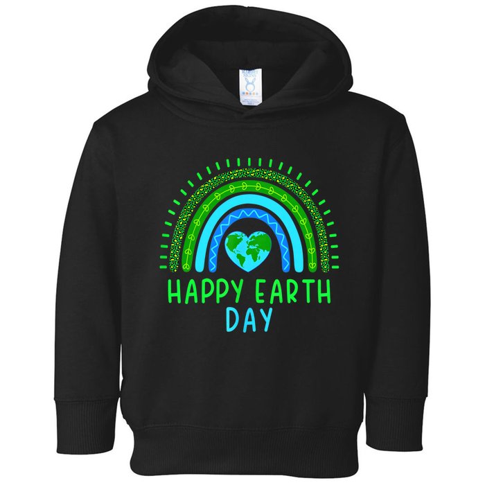 Happy Earth Day Cute Rainbow Earth Lover Toddler Hoodie