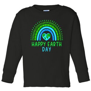 Happy Earth Day Cute Rainbow Earth Lover Toddler Long Sleeve Shirt