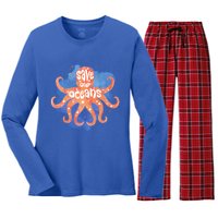 Happy Earth Day Birthday Save Our Oceans Nature Love Gift Women's Long Sleeve Flannel Pajama Set 