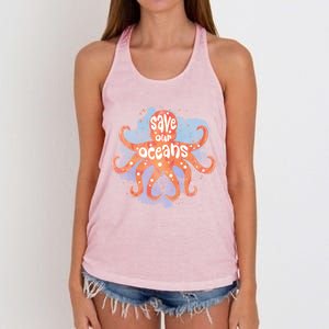 Happy Earth Day Birthday Save Our Oceans Nature Love Gift Women's Knotted Racerback Tank