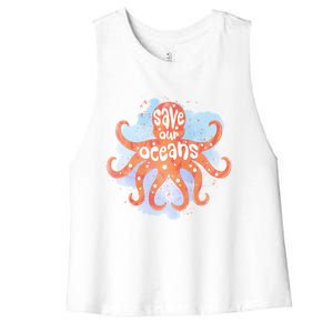 Happy Earth Day Birthday Save Our Oceans Nature Love Gift Women's Racerback Cropped Tank